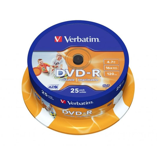 DVD-R Verbatim Imprimible 16X
Tarrina-25uds