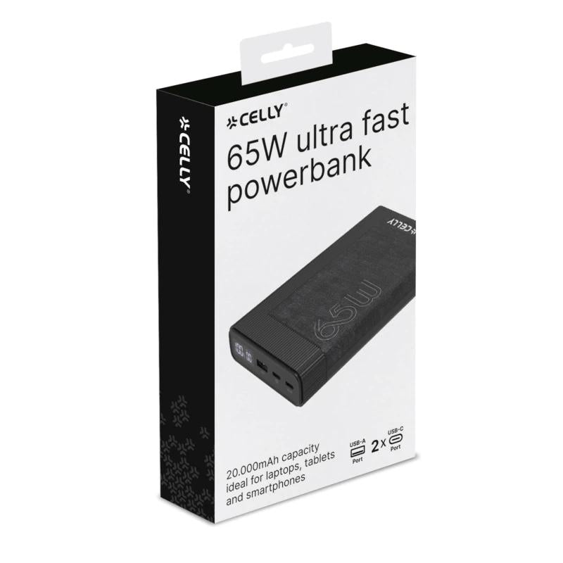 Celly Powerbank PD65W 20000 mAh 65w EVO Negra