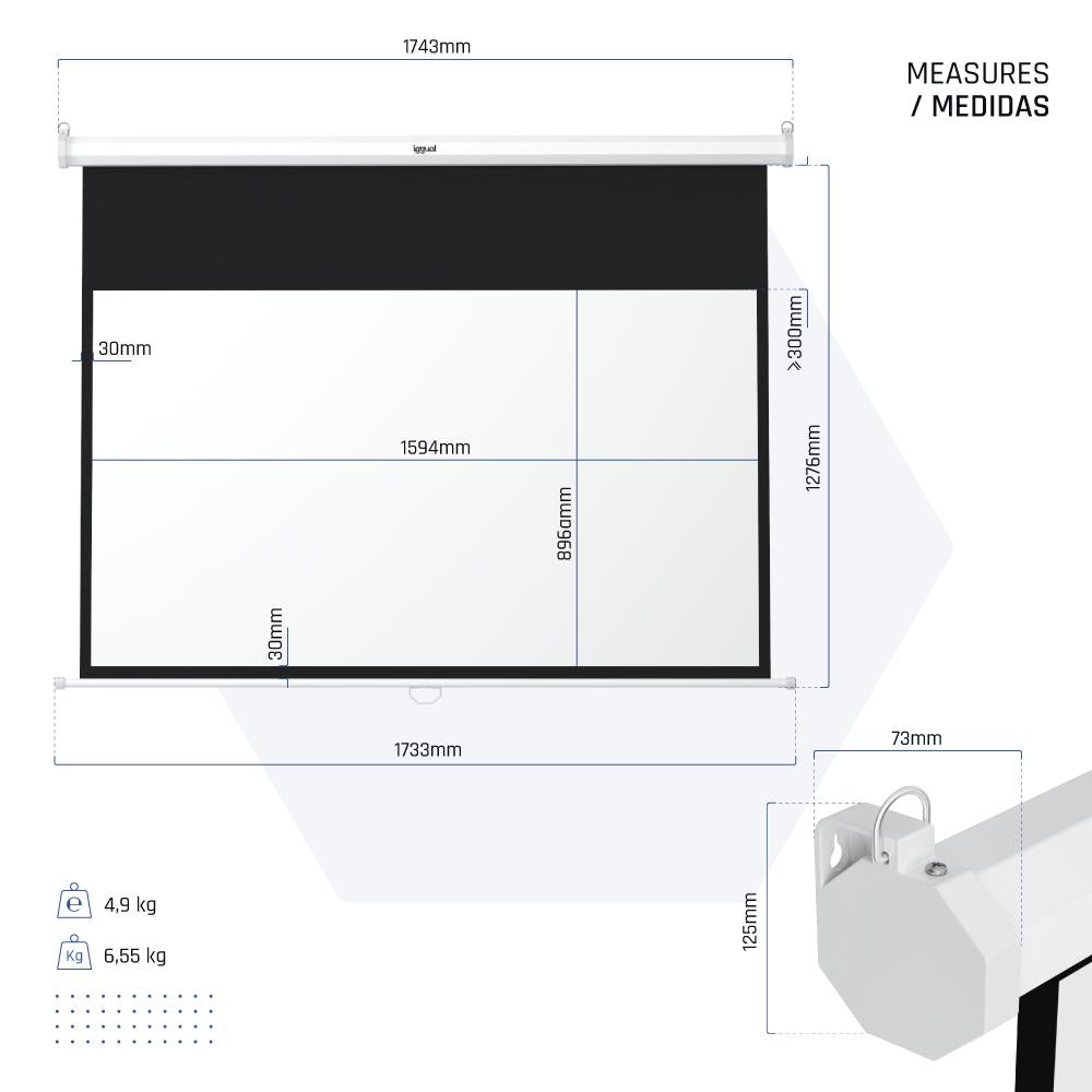 iggual Pantalla manual 16:9 72" 159x89 cm