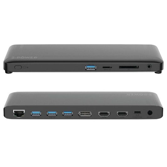 Docking USB Tipo-C 2-Power DOC0117A
4xUSB
1xUSB Tipo-C PD
2xHDMI
1xDisplayPort
1xJack
1xRJ45
1xLector Tarjetas SD
Gris