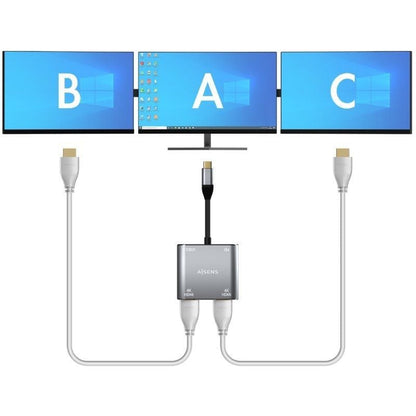 Conversor USB Tipo-C Aisens A109-0625
2x HDMI 4K SST MST Hembra - USB Tipo-C Macho - USB Hembra - USB Tipo-C Hembra