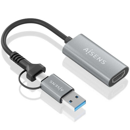 Conversor HDMI Aisens A109-0913
USB + USB Tipo-C 3.1 Macho - HDMI Macho
15cm
Gris