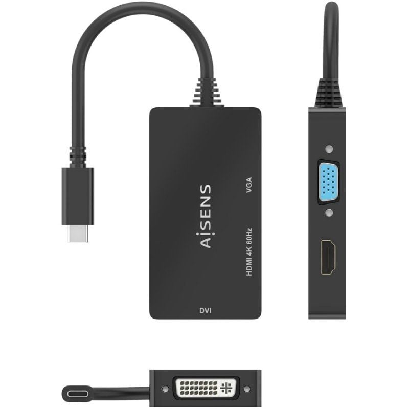 Conversor HDMI Aisens A109-0954
USB Tipo-C Macho - DVI/HDMI/VGA Hembra
15cm
Negro