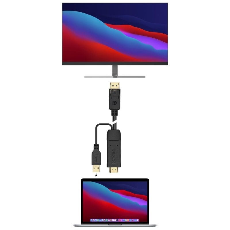 Cable Conversor Aisens A122-0641
HDMI Macho - DisplayPort Macho + USB Macho
Hasta 10W
2250Mbps
10cm + 1.8m
Negro