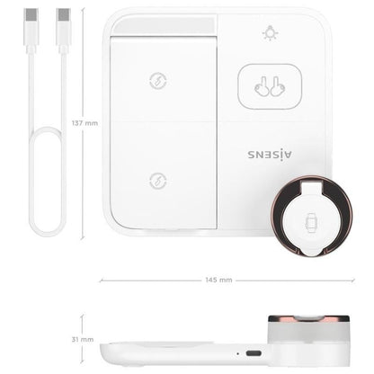 Aisens Cargador Inalámbrico USBC 15W 4 en 1 compac