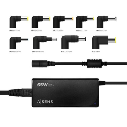 Cargador de Portátil Aisens ASLC-65WAUTO-BK
65W
Automático
9 Conectores
Voltaje 18.5-20V
1 USB QC3.0
