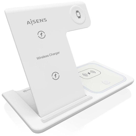 Aisens Cargador Inalámbrico USBC 15W 3 en 1 compac