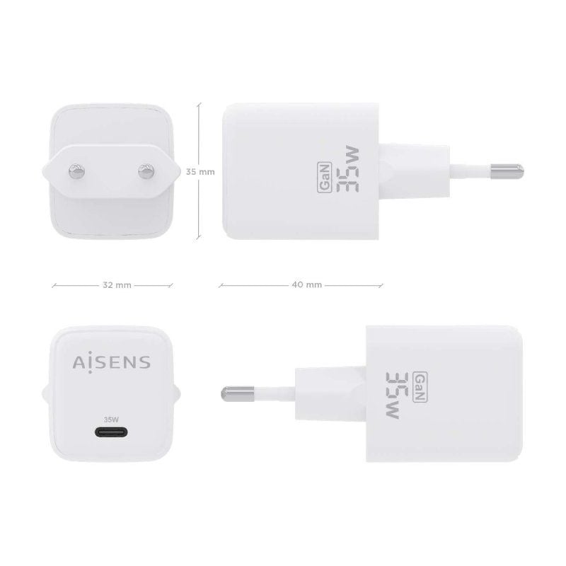 Cargador de Pared GaN Aisens ASCH-35W1P016-W
1xUSB Tipo-C
35W
