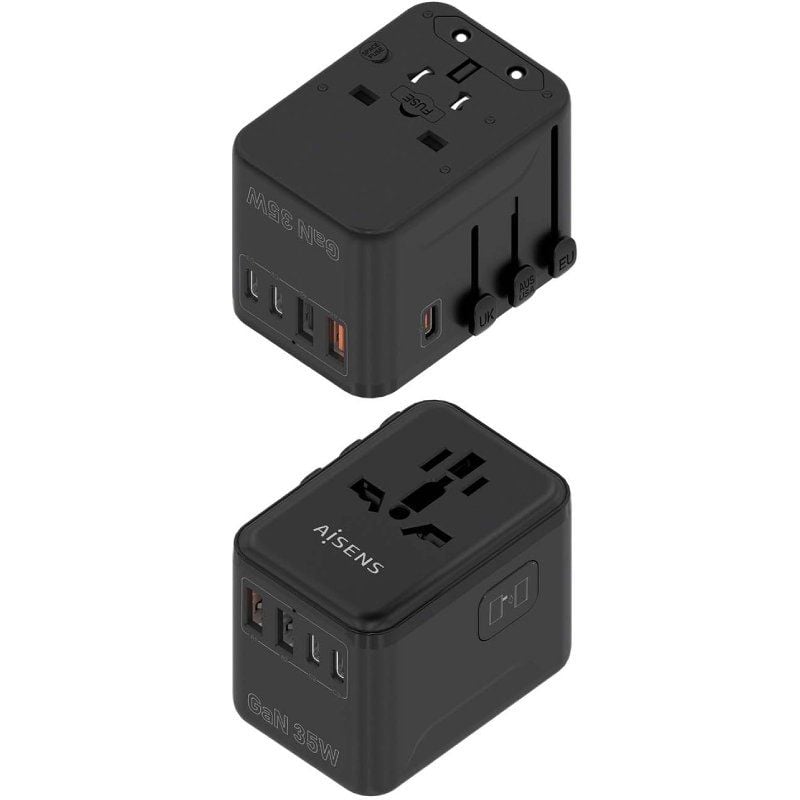 Cargador de Pared Universal GaN para Viaje Aisens ASPS-2A3C09-BK
Toma de Corriente Universal
3xUSB Tipo-C
2xUSB
35W