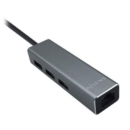 Aisens Conversor USB 3.0 Ethernet + 3 usb3.0 gris