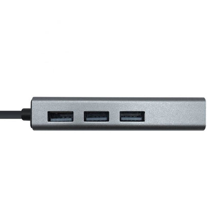 Aisens Conversor USB 3.0 Ethernet + 3 usb3.0 gris