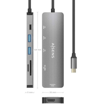Docking USB Tipo-C Aisens ASUC-6P016-GR
1xHDMI 4K
2xUSB
1xLector Tarjetas
1xUSB Tipo-C PD
Gris