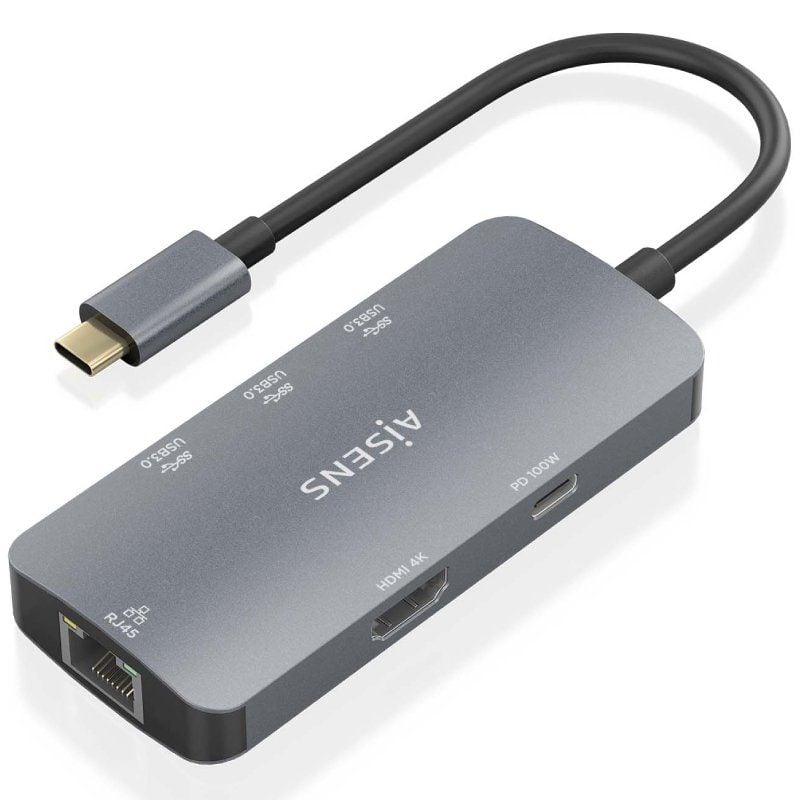 Docking USB Tipo-C Aisens ASUC-6P019-GR
1xHDMI 4K
3xUSB
1xRJ45
1xUSB Tipo-C PD
Gris