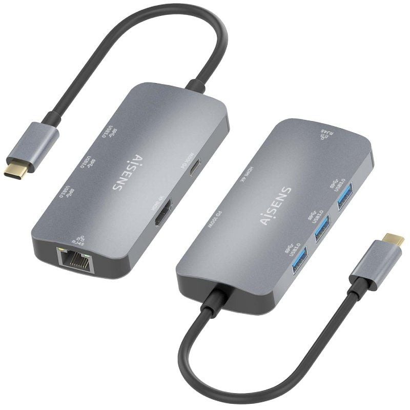 Docking USB Tipo-C Aisens ASUC-6P019-GR
1xHDMI 4K
3xUSB
1xRJ45
1xUSB Tipo-C PD
Gris
