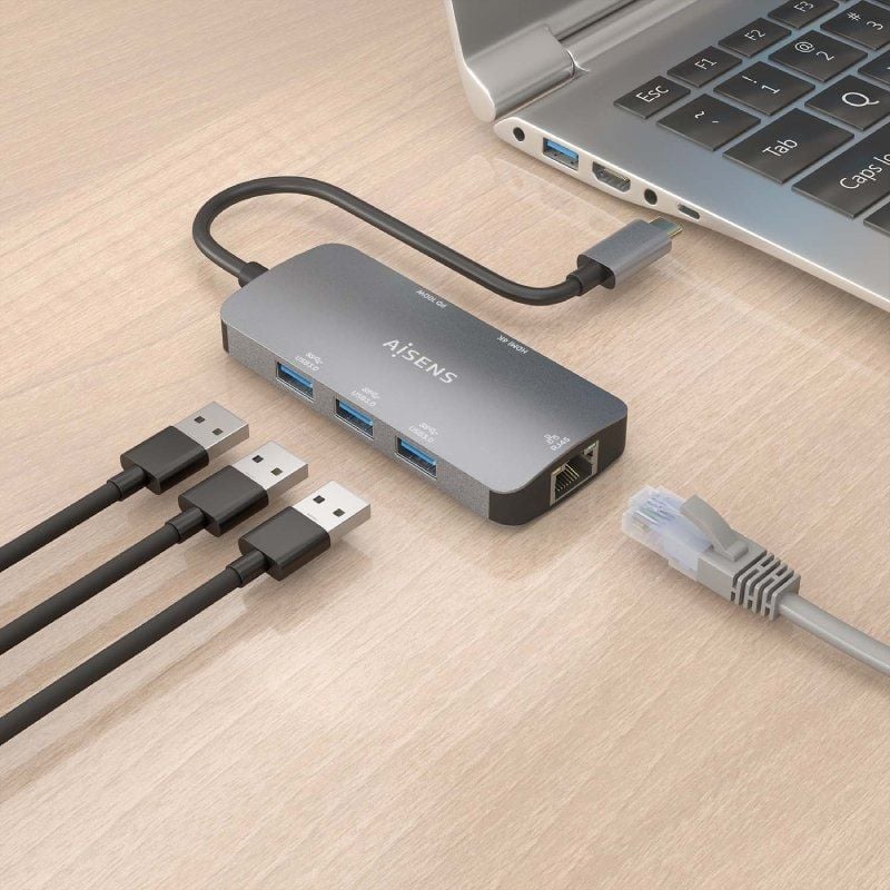 Docking USB Tipo-C Aisens ASUC-6P019-GR
1xHDMI 4K
3xUSB
1xRJ45
1xUSB Tipo-C PD
Gris