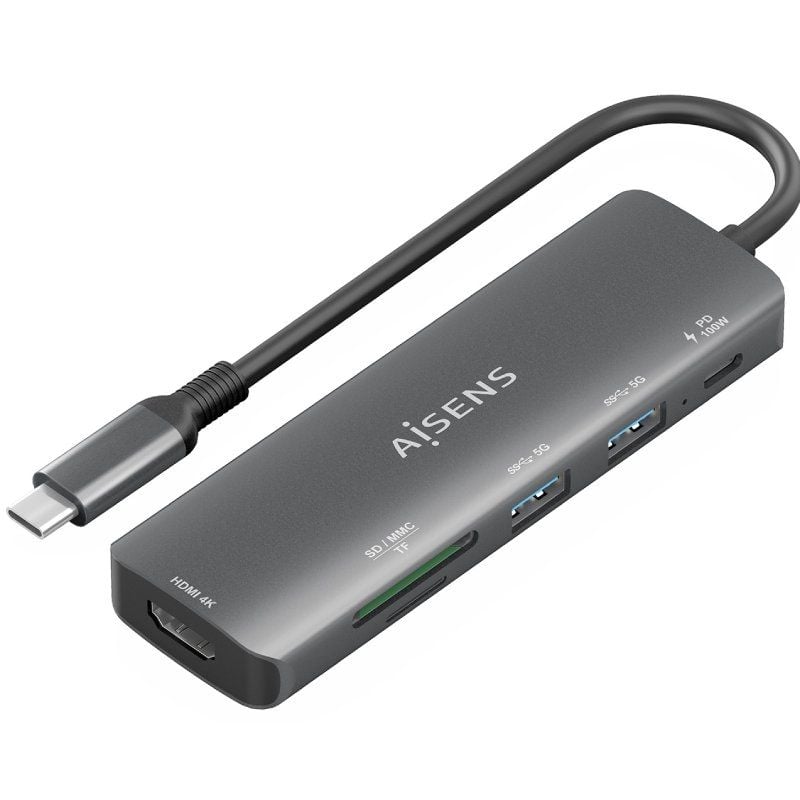 Docking USB Tipo-C Aisens ASUC-5P011-GR
1xHDMI 4K
2xUSB
1xUSB Tipo-C PD
1xLector Tarjetas
Gris