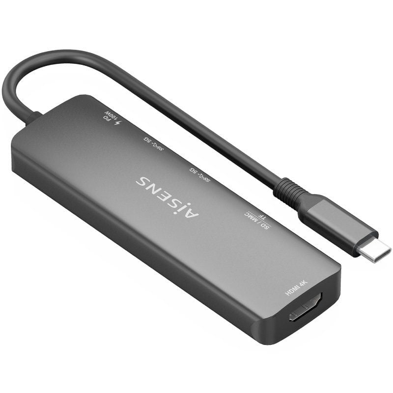 Docking USB Tipo-C Aisens ASUC-5P011-GR
1xHDMI 4K
2xUSB
1xUSB Tipo-C PD
1xLector Tarjetas
Gris