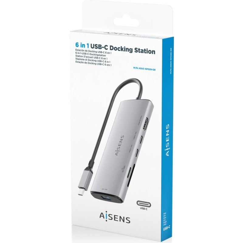 Docking USB Tipo-C Aisens ASUC-6P029-GR
1xHDMI 4K
1xUSB
2xUSB Tipo-C
1xLector de Tarjetas
Gris