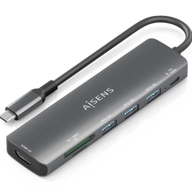 Docking USB Tipo-C Aisens ASUC-7P025-GR
1xHDMI 4K
3xUSB
1xUSB Tipo-C PD
1xLector Tarjetas
Gris