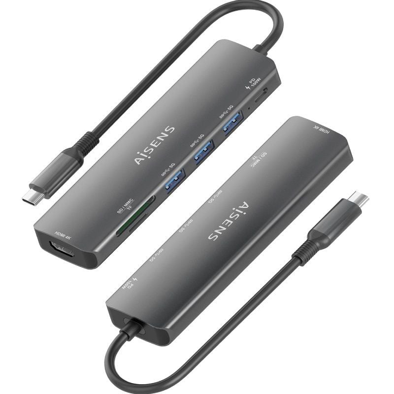 Docking USB Tipo-C Aisens ASUC-7P025-GR
1xHDMI 4K
3xUSB
1xUSB Tipo-C PD
1xLector Tarjetas
Gris