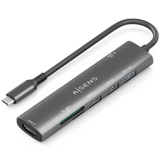 Docking USB Tipo-C Aisens ASUC-7P025-GR
1xHDMI 4K
3xUSB
1xUSB Tipo-C PD
1xLector Tarjetas
Gris