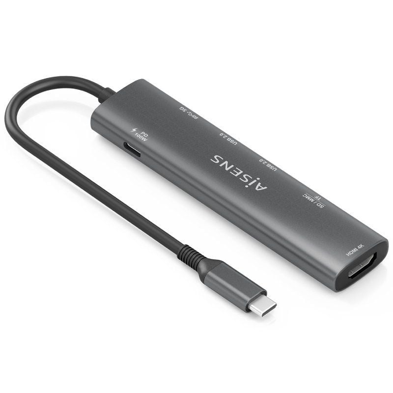 Docking USB Tipo-C Aisens ASUC-7P025-GR
1xHDMI 4K
3xUSB
1xUSB Tipo-C PD
1xLector Tarjetas
Gris