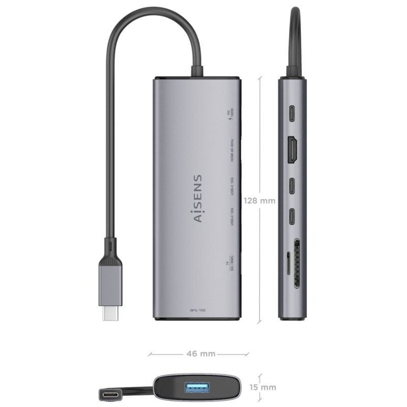 Docking USB Tipo-C Aisens ASUC-7P031-GR
1xHDMI 4K
1xUSB
2xUSB Tipo-C
1xLector Tarjetas
1xUSB Tipo-C PD
Gris