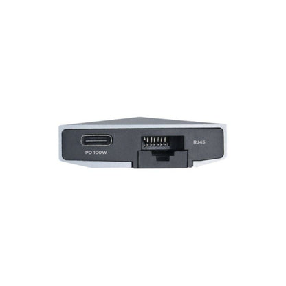 Docking USB Tipo-C Aisens ASUC-8P004-GR
1xHDMI 4K
3xUSB
1xRJ45
1xLector Tarjetas 
1xUSB Tipo-C PD
Gris