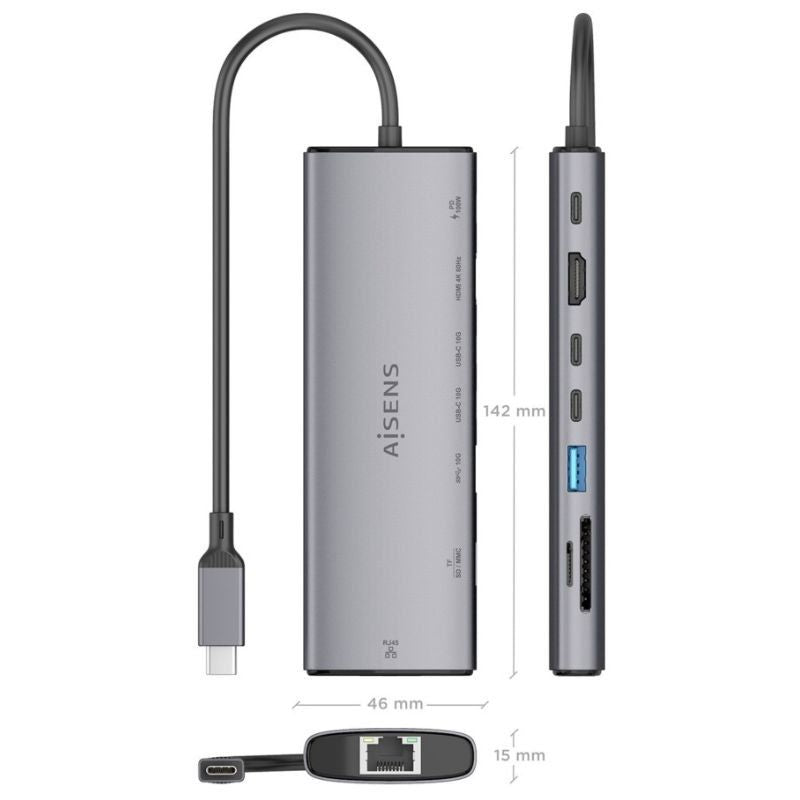 Docking USB Tipo-C Aisens ASUC-8P033-GR
1xHDMI 4K
1xUSB
2xUSB Tipo-C
1xRJ45
1xLector Tarjetas
1xUSB Tipo-C PD
Gris