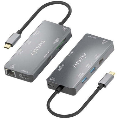 Docking USB Tipo-C Aisens ASUC-9P018-GR
2xHDMI 4K
3xUSB
1xRJ45
1xLector Tarjetas
1xUSB Tipo-C PD
Gris
