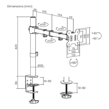 Soporte de Mesa para Monitor Aisens DT32TSR-277
Giratorio
Inclinable
hasta 10kg