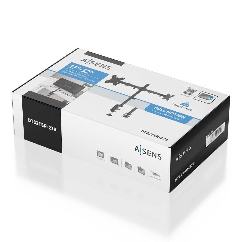 Soporte de Mesa para 2 Monitores Aisens DT32TSR-279
Giratorio
Inclinable
hasta 10kg