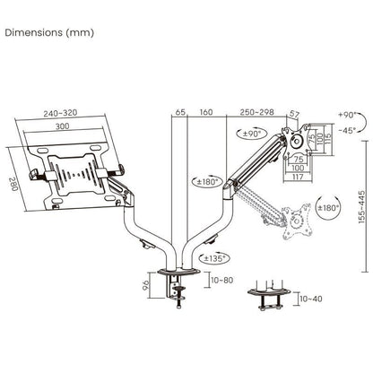 Soporte de Mesa Orientable
Inclinable DTL32TSR-195 para TV y Portátil de 17-32"