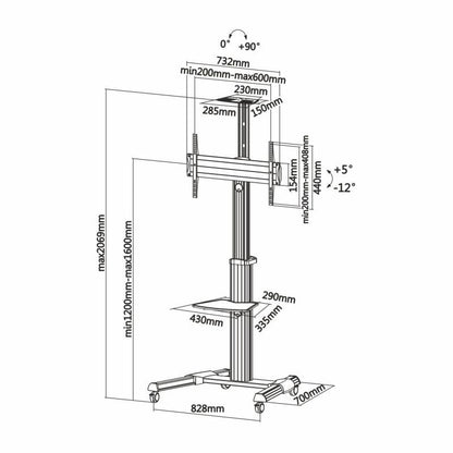 Soporte de Suelo Inclinable con Ruedas Aisens FT70TRE-037 para TV 37-70"
hasta 50kg