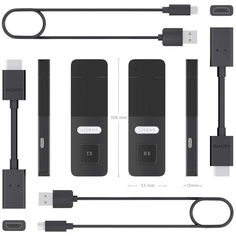 Adaptador/Transmisor de vídeo inalámbrico HDMI Aisens ASWL-H2K30M001-BK