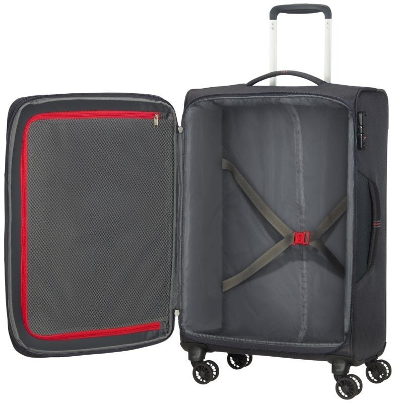 Maleta Mediana American Tourister Crosstrack Spinner Expansible 67cm
67.5x42x27.5cm
4 Ruedas
Gris y Rojo