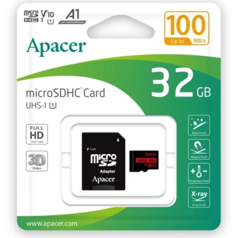 Tarjeta de Memoria Apacer 32GB microSD HC UHS 1 con Adaptador
Clase 10
100MBs