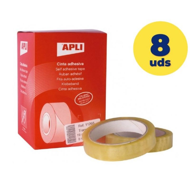 Caja de Cintas Adhesivas Transparentes Apli 11266
1.9cm x 66m
8 unidades