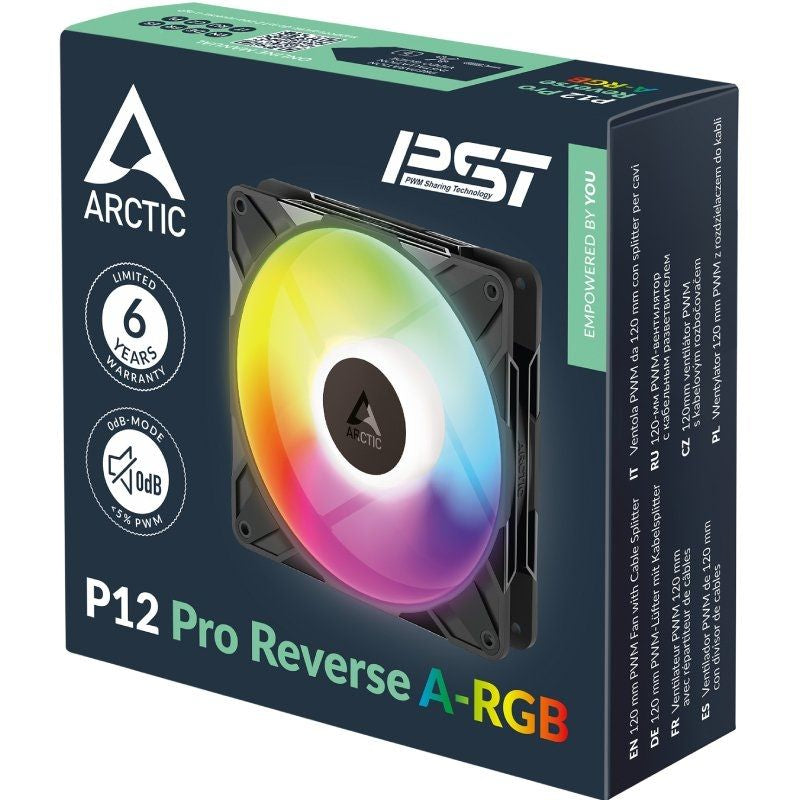 Ventilador Arctic P12 Pro Reverse A-RGB
12cm
Negro