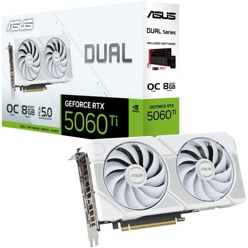 Tarjeta Gráfica Asus Dual GeForce RTX 5060 Ti OC White Edition
8GB GDDR7