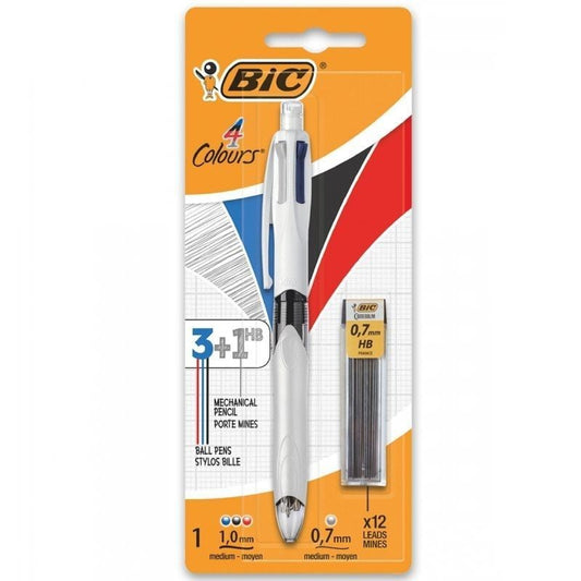 Bolígrafo de Tinta de Aceite Retráctil Bic 4 Colours 942103
1 unidad
4 Colores de Tinta
Cuerpo Color Blanco