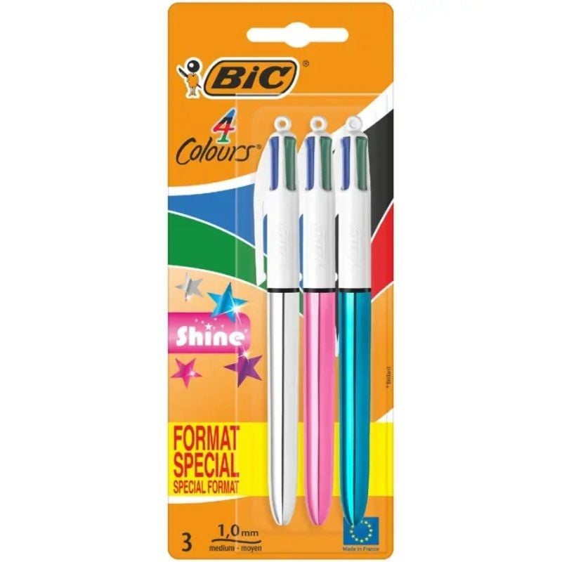 Bolígrafos de Tinta de Aceite Retráctil Bic 4 Colors Shine 9122751
3 unidades
4 Colores de Tinta
Cuerpo Color Brillante