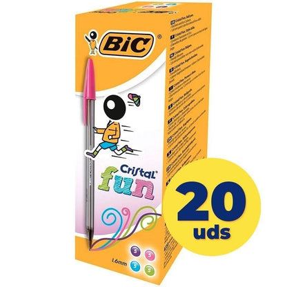 Caja de Bolígrafos de Tinta de Aceite Bic Cristal Fun 895793
20 unidades
Colores Surtidos