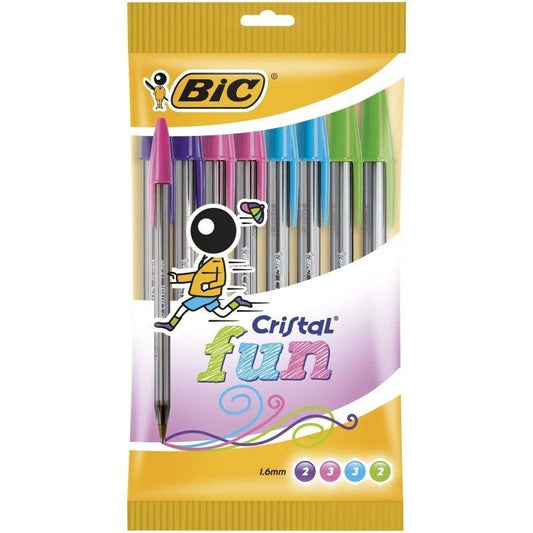 Bolígrafos de Tinta de Aceite Bic Cristal Fun 921342
10 unidades
Colores Surtidos