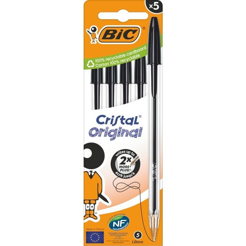 Caja de Bolígrafos de Tinta de Aceite Bic Cristal Original 516345
5 unidades
Negros