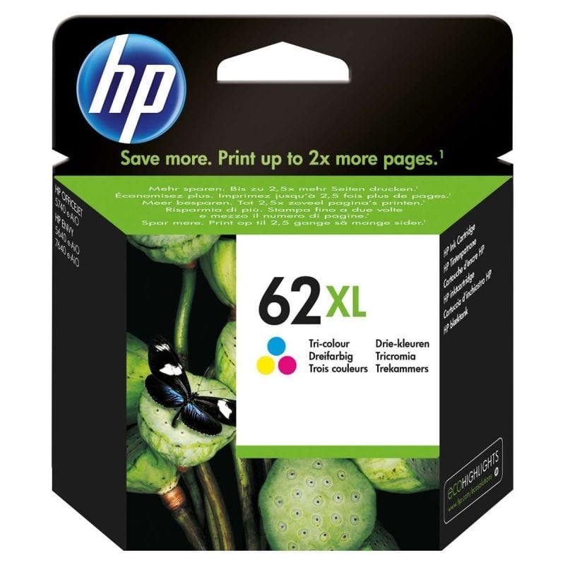 Cartucho de Tinta Original HP nº62 XL Alta Capacidad
Tricolor