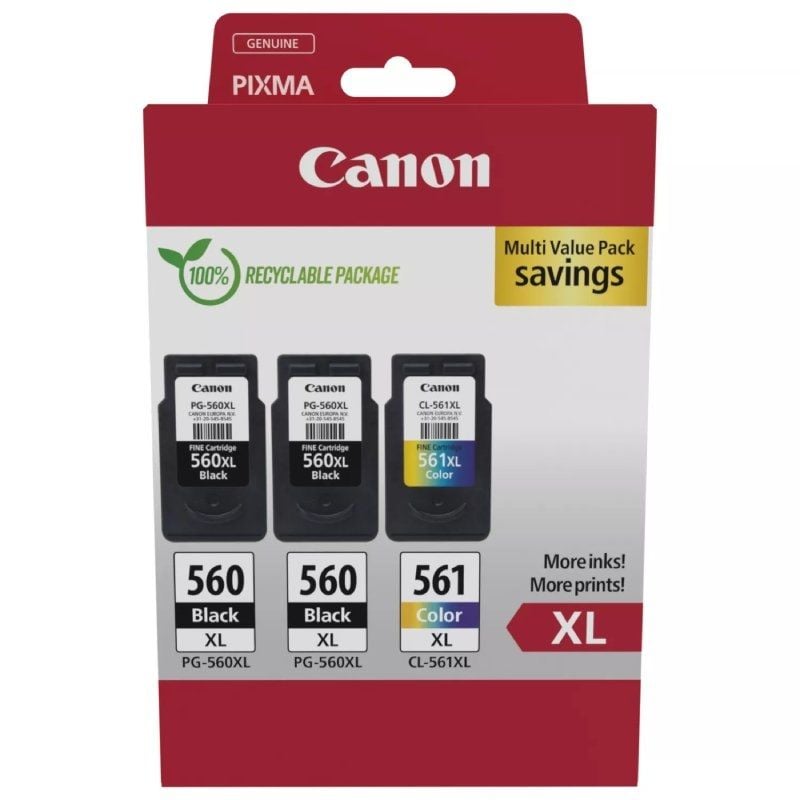 Cartucho de Tinta Original Canon PG-560XL + CL-561XL Multipack Alta Capacidad
2x Negro
Tricolor