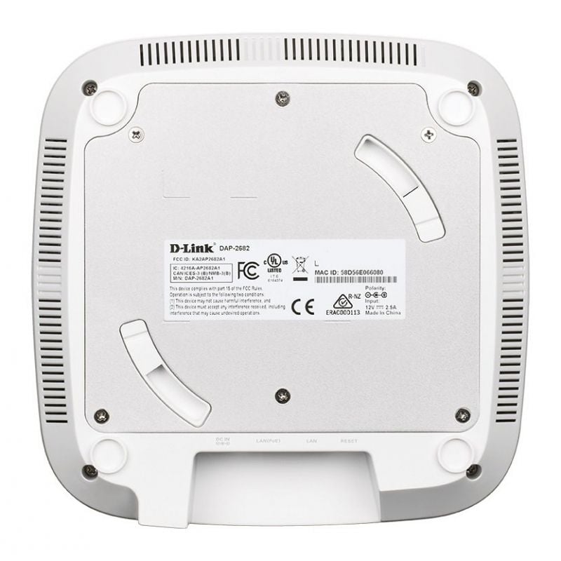 Punto de Acceso Inalámbrico D-Link DAP-2682 2300Mbps
2.4GHz 5GHz
Antenas de 4.8dBi
WiFi 802.11ac/n/b/g