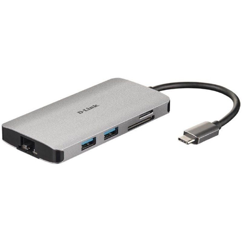 D-Link DUB-M810 Hub USB-C 8 en 1 HDMI/Eth/CardRead