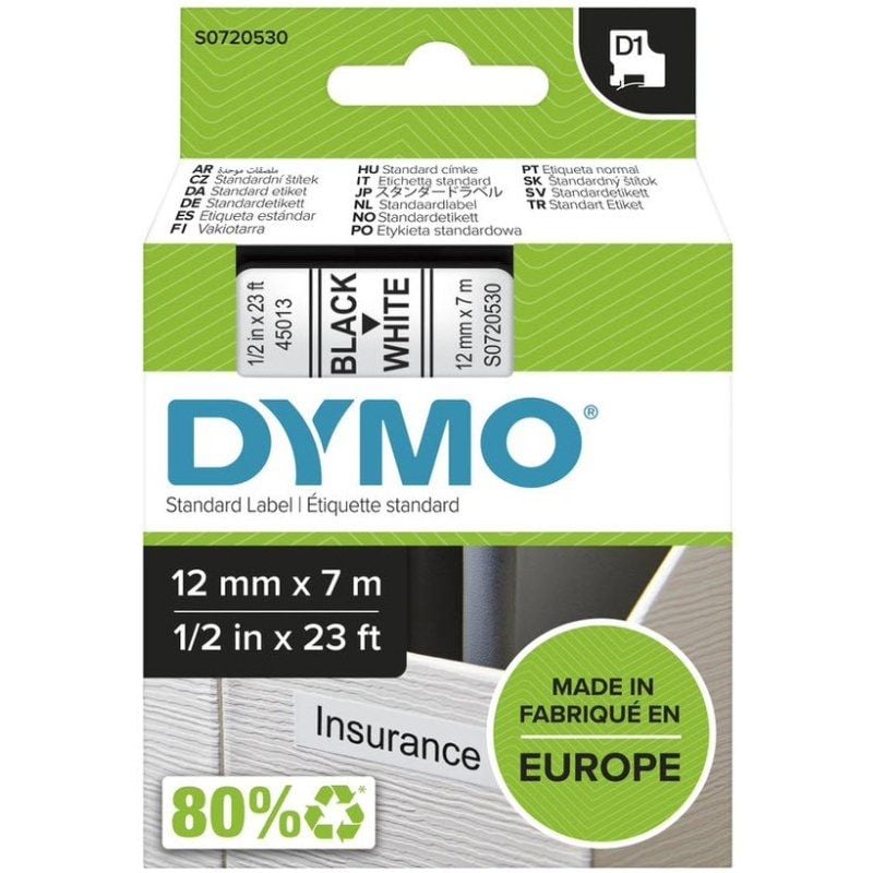 Cinta Rotuladora Adhesiva de Plástico Dymo D1 45013
para Label Manager
12mm x 7m
Negra-Blanca